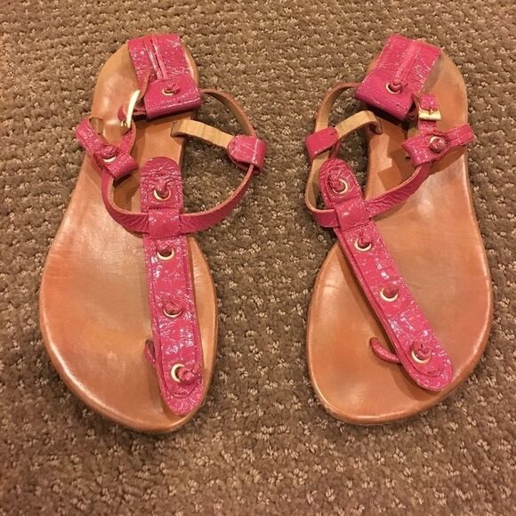 Matt Bernson Hot Pink Strappy Flat Sandals - Picture 2 of 5